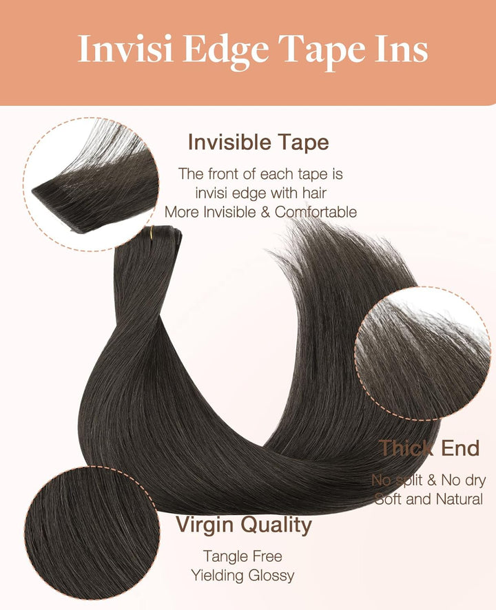 Christy V Asian Raw Hair #1c Straight Tape In Hair Extensions