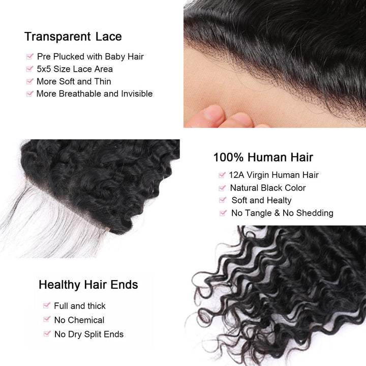 Christy V Remy Hair 5x5 Deep Wave HD Closure