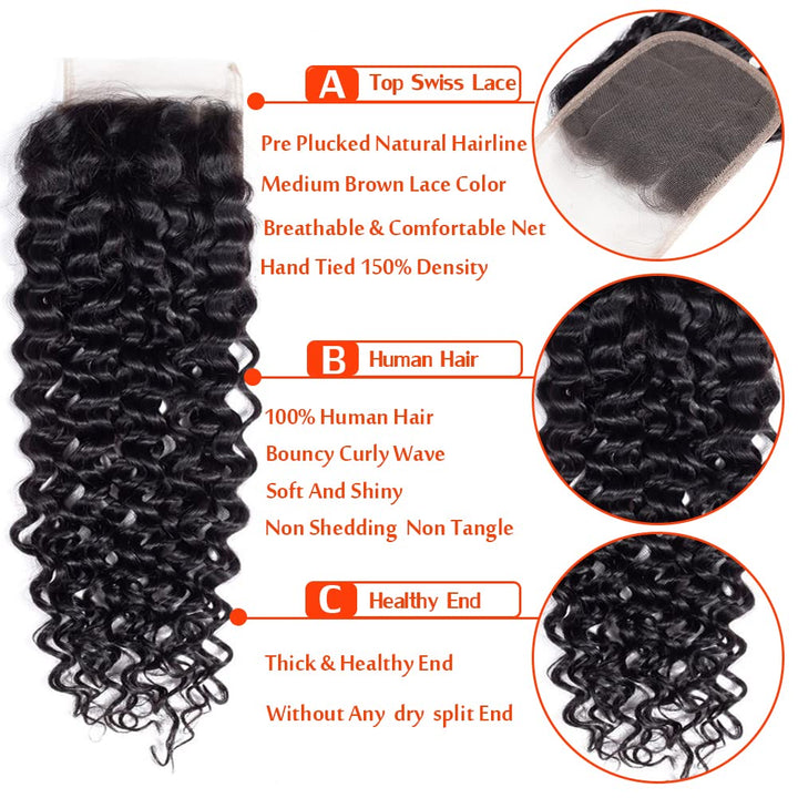 Christy V Remy Hair 4x4 Jerry Curly Closure