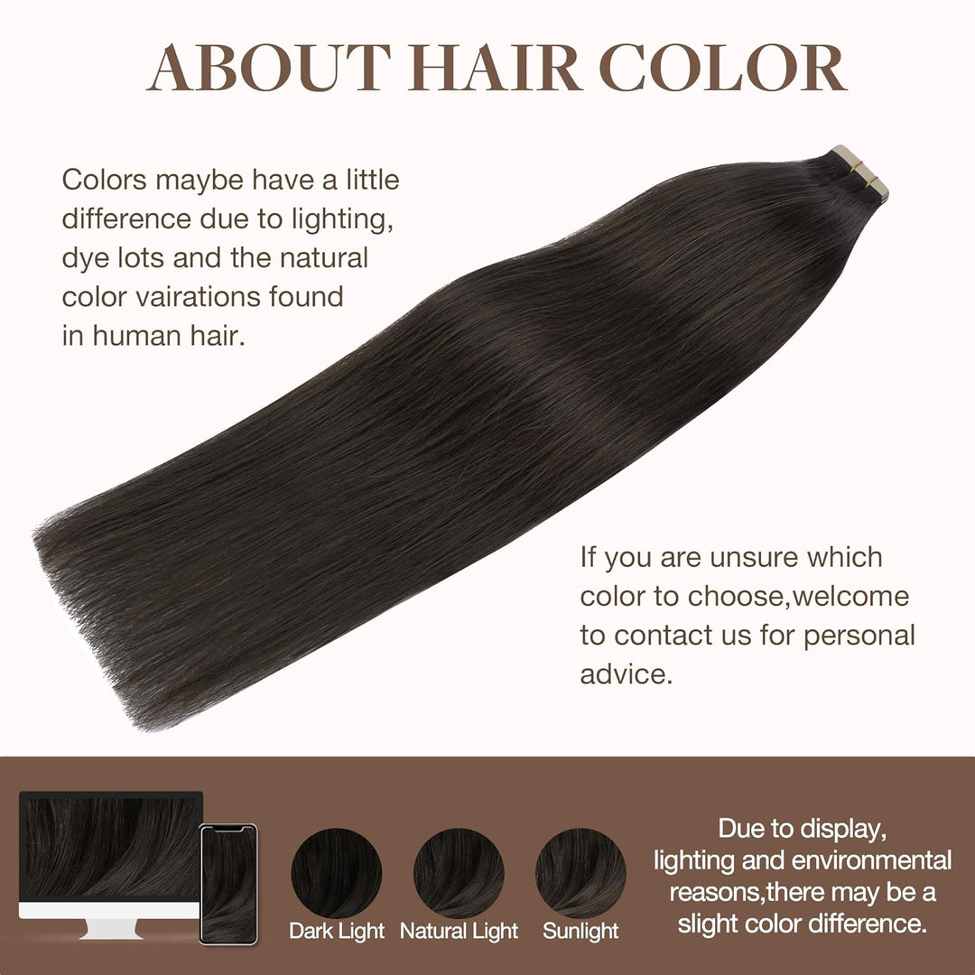 Christy V Asian Raw Hair #1c Straight Tape In Hair Extensions