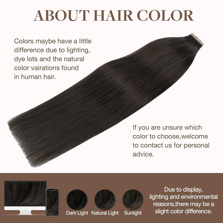 Christy V Asian Raw Hair #1c Straight Tape In Hair Extensions