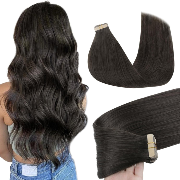 Christy V Asian Raw Hair #1c Straight Tape In Hair Extensions