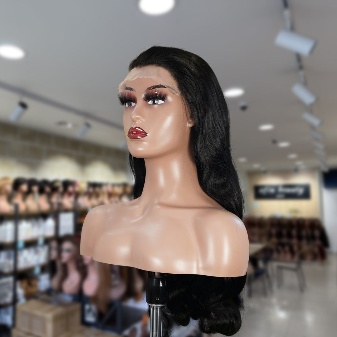 Christy V Natural Black Remy Hair 6x7 Lace Closure Body Wave Human Hair Wig