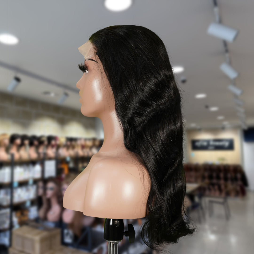 Christy V Natural Black Remy Hair 6x7 Lace Closure Body Wave Human Hair Wig