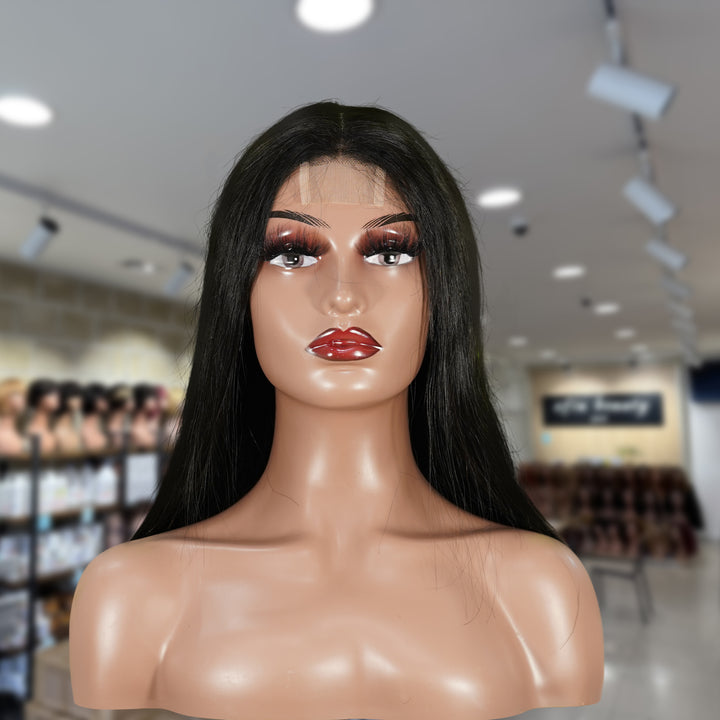 Christy V Natural Black Remy Hair 2x6 Lace Closure Straight Bob Human Hair Wig