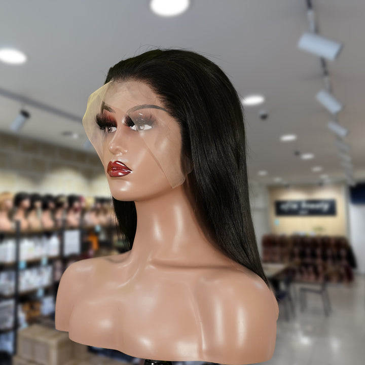 Christy V 13x4 Straight Bob Lace Front Wig Natural Black Asian Raw Hair