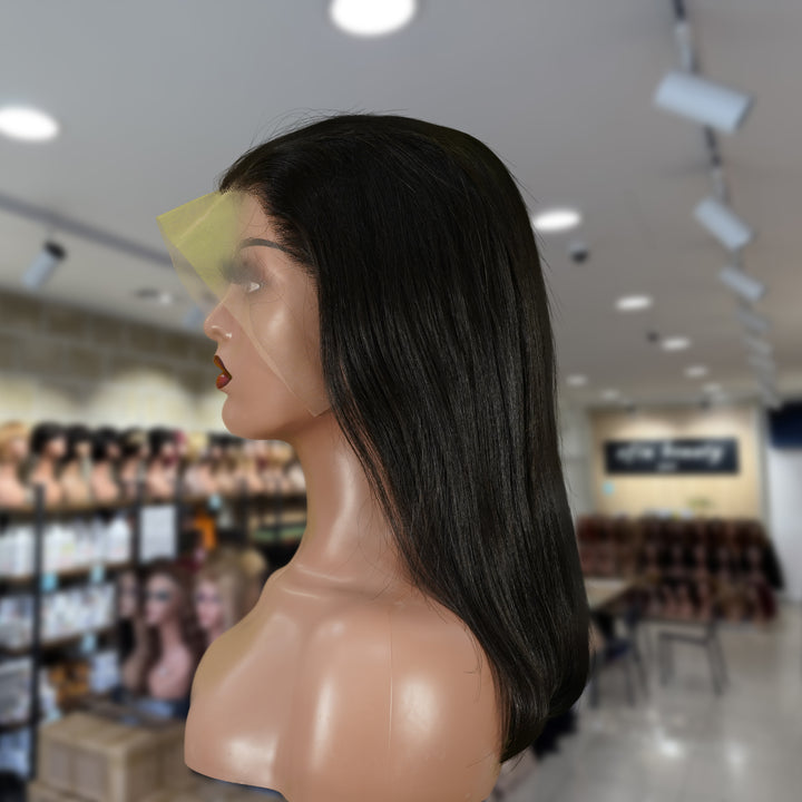 Christy V 13x4 Straight Bob Lace Front Wig Natural Black Asian Raw Hair