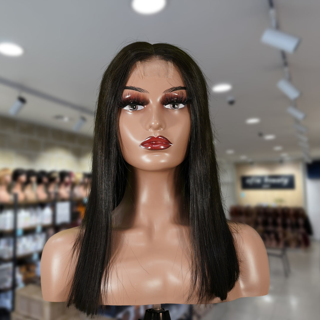 Christy V Natural Black Asian Raw Hair 2x6 HD Lace Closure Straight Bob Human Hair Wig