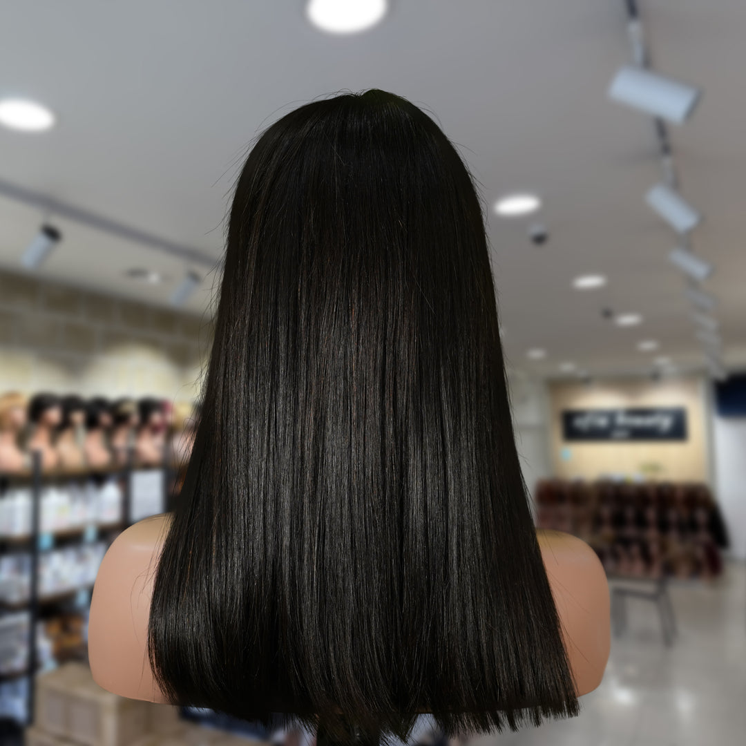 Christy V Natural Black Asian Raw Hair 2x6 HD Lace Closure Straight Bob Human Hair Wig