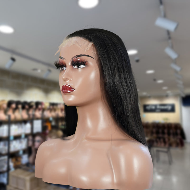 Christy V Natural Black Asian Raw Hair 5x5 HD Lace Closure Straight Bob Human Hair Wig