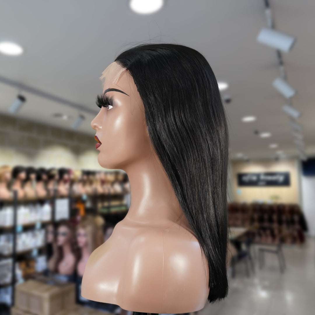 Christy V Natural Black Asian Raw Hair 5x5 HD Lace Closure Straight Bob Human Hair Wig