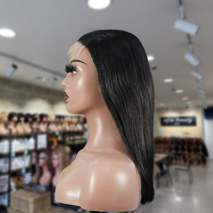 Christy V Natural Black Asian Raw Hair 5x5 HD Lace Closure Straight Bob Human Hair Wig