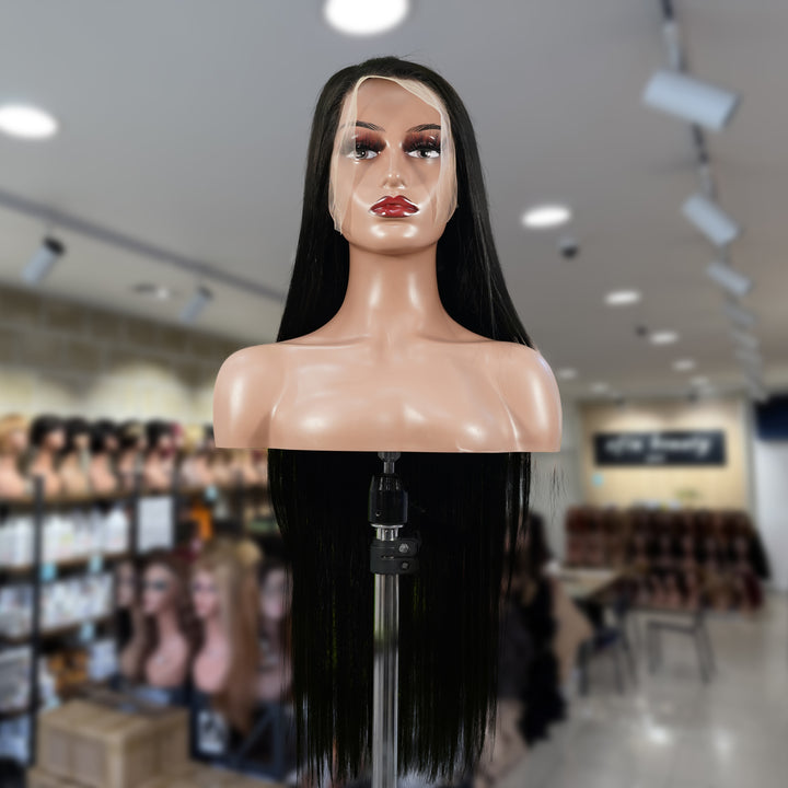 Christy V 13x4 Straight Lace Front Wig Natural Black Remy Hair
