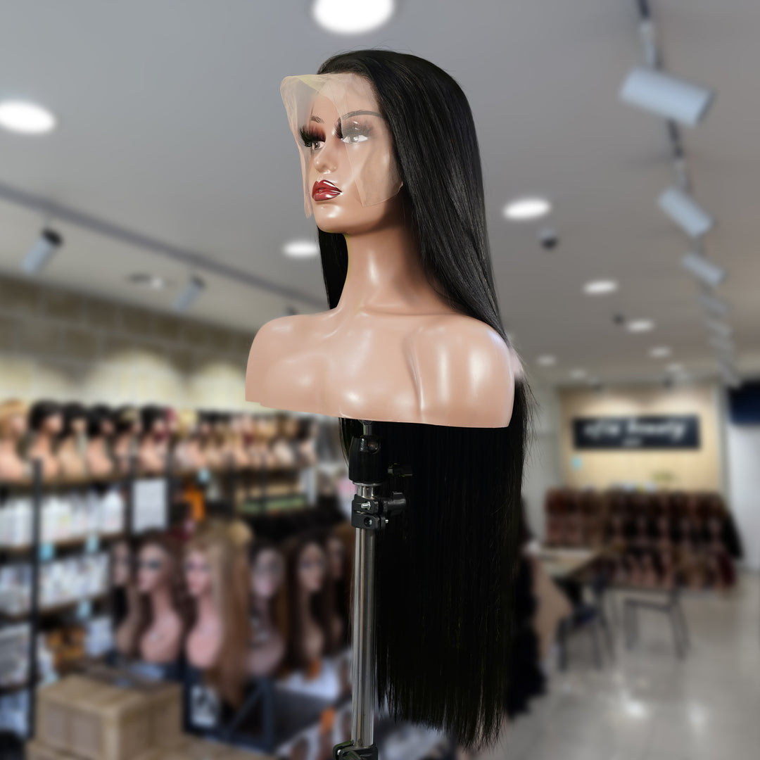 Christy V 13x4 Straight Lace Front Wig Natural Black Remy Hair
