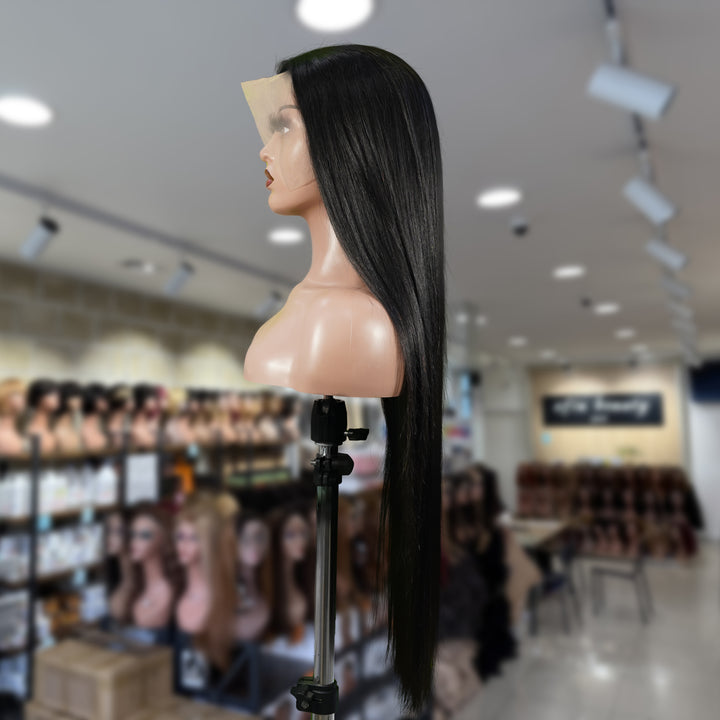 Christy V 13x4 Straight Lace Front Wig Natural Black Remy Hair
