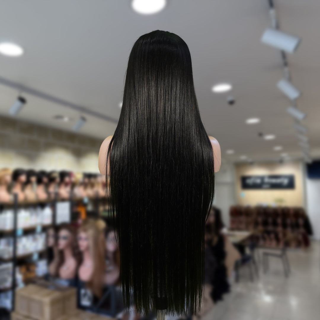 Christy V 13x4 Straight Lace Front Wig Natural Black Remy Hair