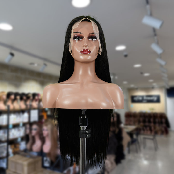 Christy V 13x6 Double Drams Straight Lace Front Wig Black Remy Hair