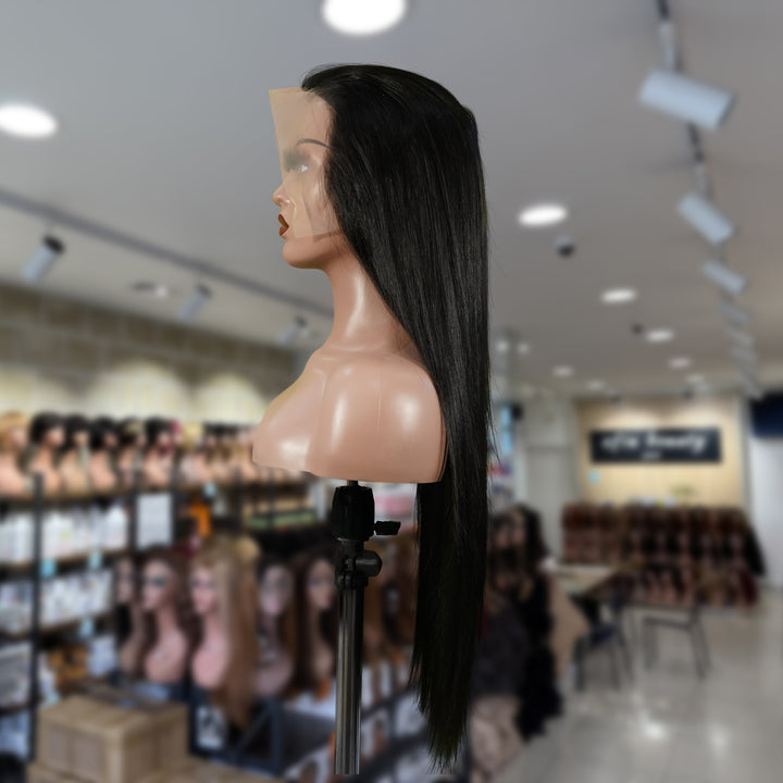 Christy V 13x6 Double Drams Straight Lace Front Wig Black Remy Hair