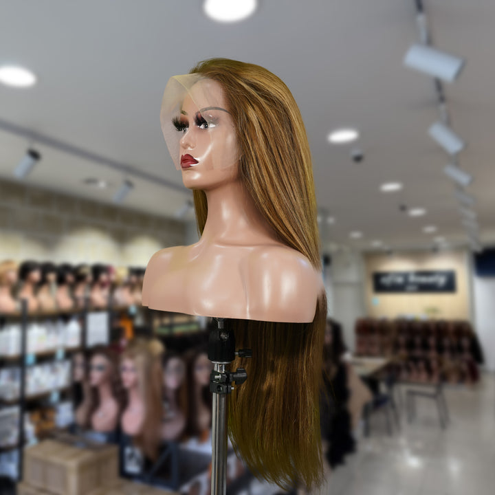 Christy V 13x4 Straight Lace Front Wig m4&27 Highlight Remy Hair 26 Inch