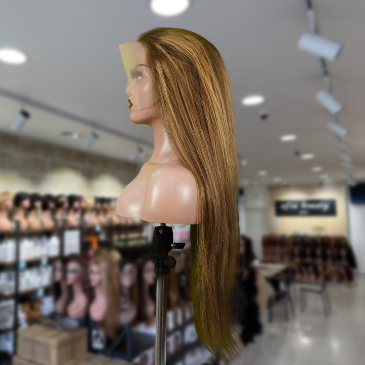Christy V 13x4 Straight Lace Front Wig m4&27 Highlight Remy Hair 26 Inch