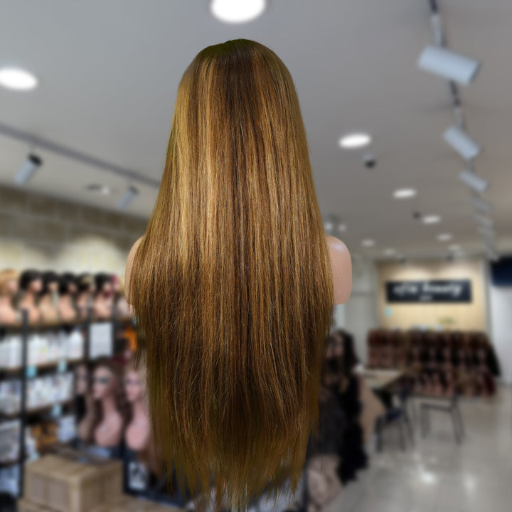 Christy V 13x4 Straight Lace Front Wig m4&27 Highlight Remy Hair 26 Inch