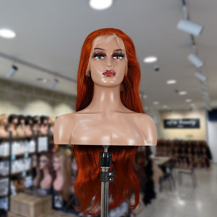 Christy V 13x4 Straight Lace Front Wig 350 Orange 26 Inch Remy Hair