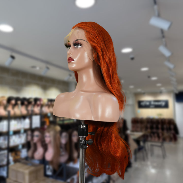 Christy V 13x4 Straight Lace Front Wig 350 Orange 26 Inch Remy Hair