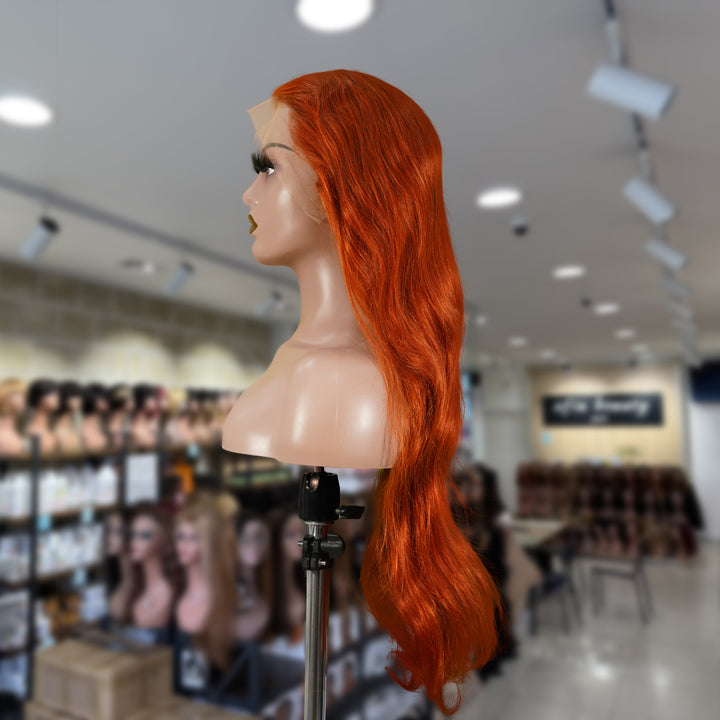 Christy V 13x4 Straight Lace Front Wig 350 Orange 26 Inch Remy Hair