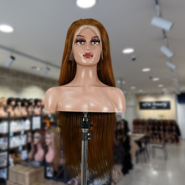 Christy V 13x4 Straight Lace Front Wig 30 Brown 26 Inch Remy Hair