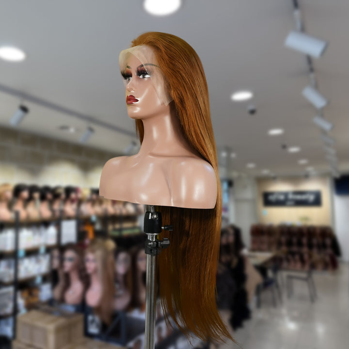 Christy V 13x4 Straight Lace Front Wig 30 Brown 26 Inch Remy Hair