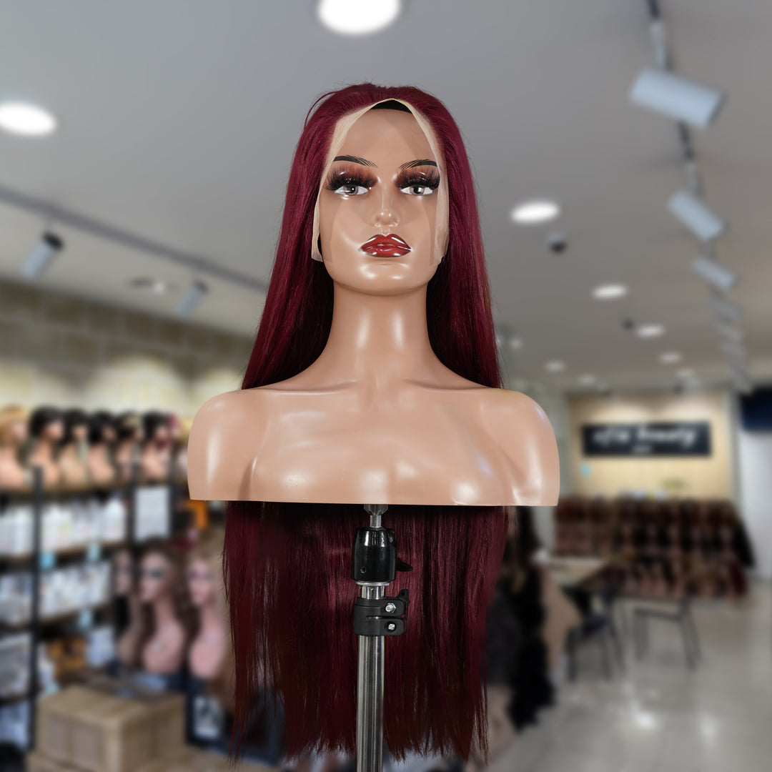 Christy V 13x4 Straight Lace Front Wig 99J Color 26 Inch Remy Hair