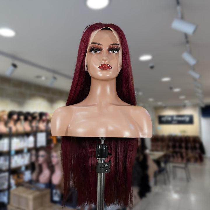 Christy V 13x4 Straight Lace Front Wig 99J Color 26 Inch Remy Hair
