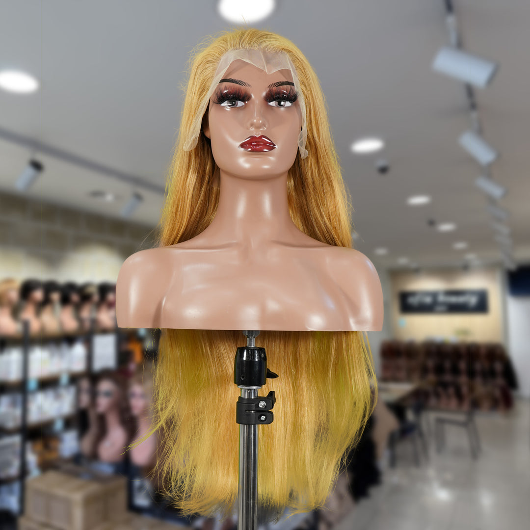 Christy V 13x4 Straight Lace Front Wig 27 Honey Blonde Remy Hair