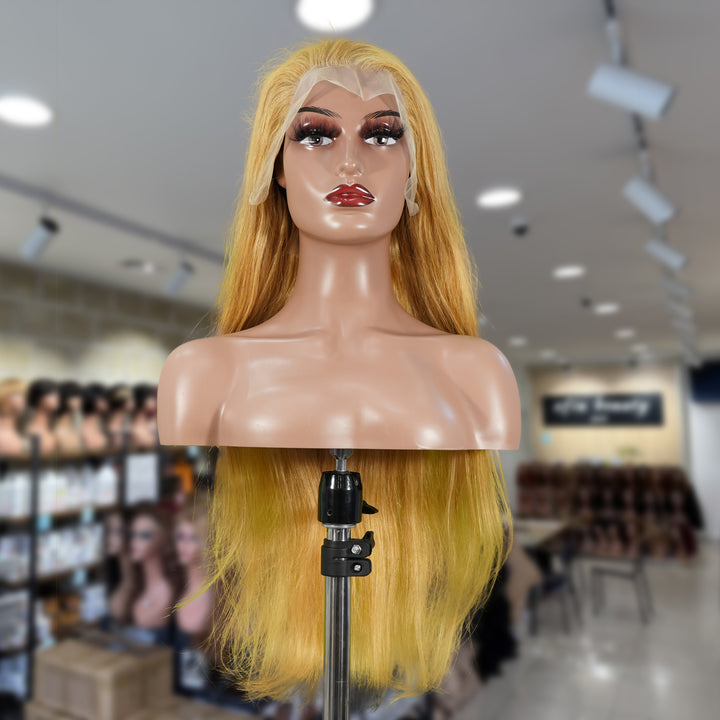 Christy V 13x4 Straight Lace Front Wig 27 Honey Blonde Remy Hair