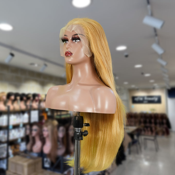 Christy V 13x4 Straight Lace Front Wig 27 Honey Blonde Remy Hair