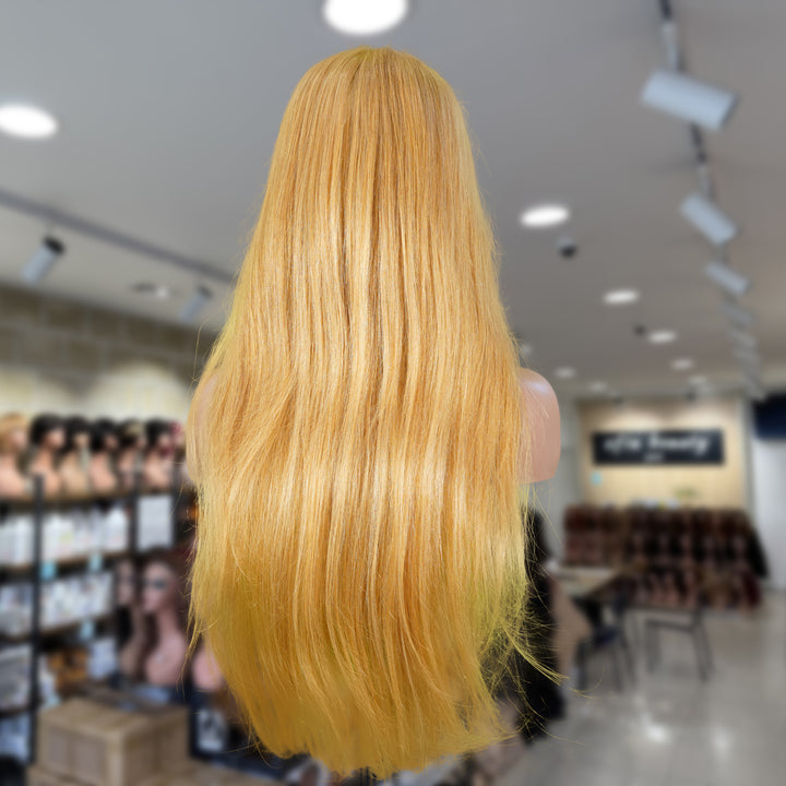 Christy V 13x4 Straight Lace Front Wig 27 Honey Blonde Remy Hair