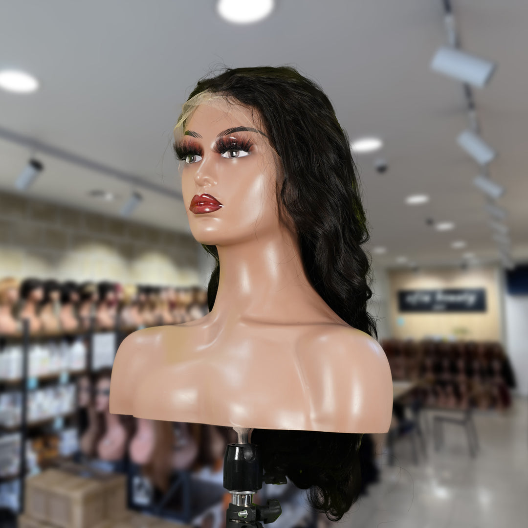 Christy V 13x4 Body Wave Lace Front Wig Natural Black Remy Hair