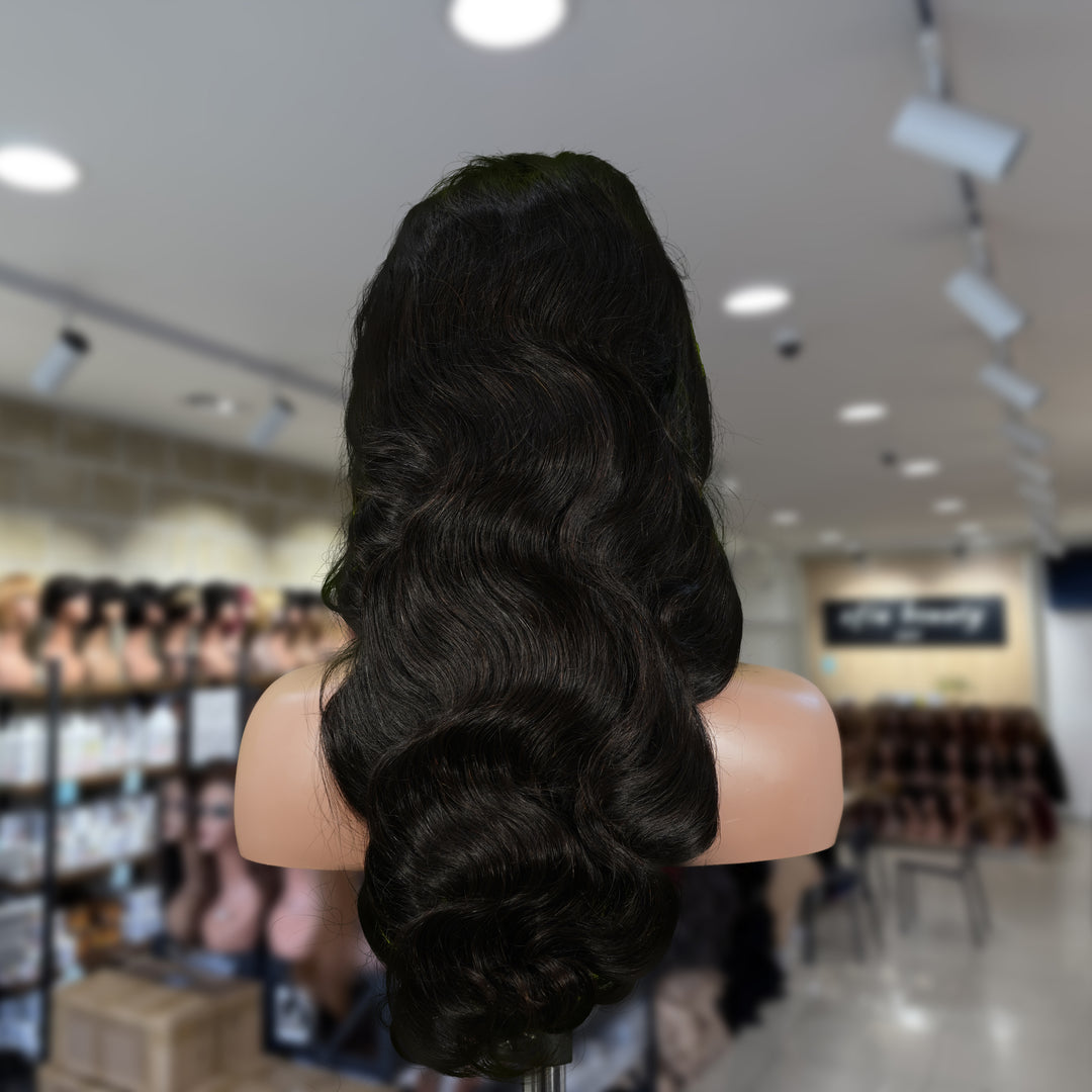 Christy V 13x4 Body Wave Lace Front Wig Natural Black Remy Hair