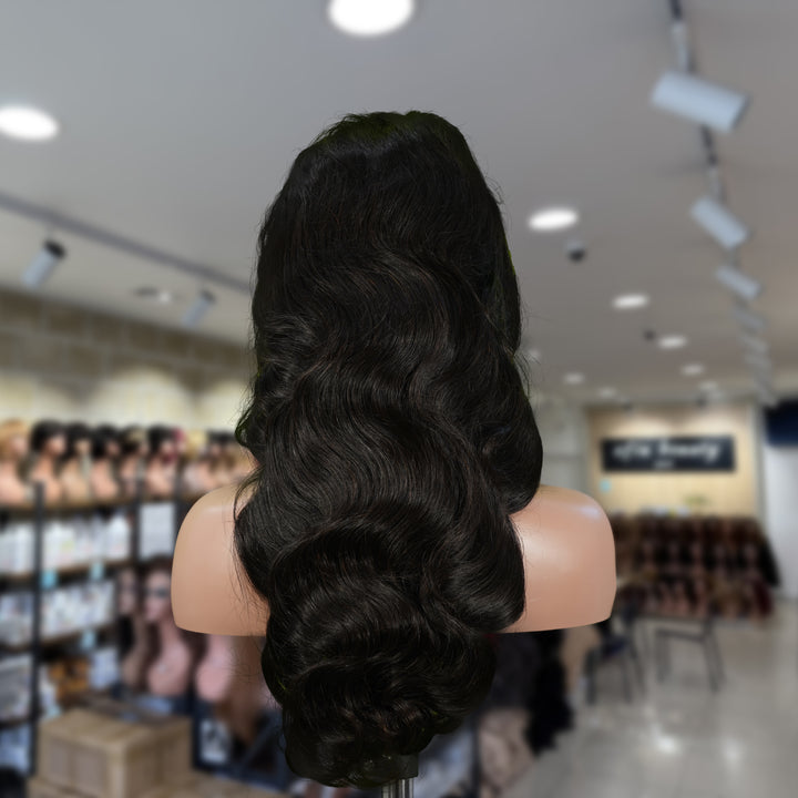 Christy V 13x4 Body Wave Lace Front Wig Natural Black Remy Hair