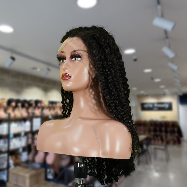 Christy V 13x4 Jerry Curly Lace Front Wig Natural Black Remy Hair