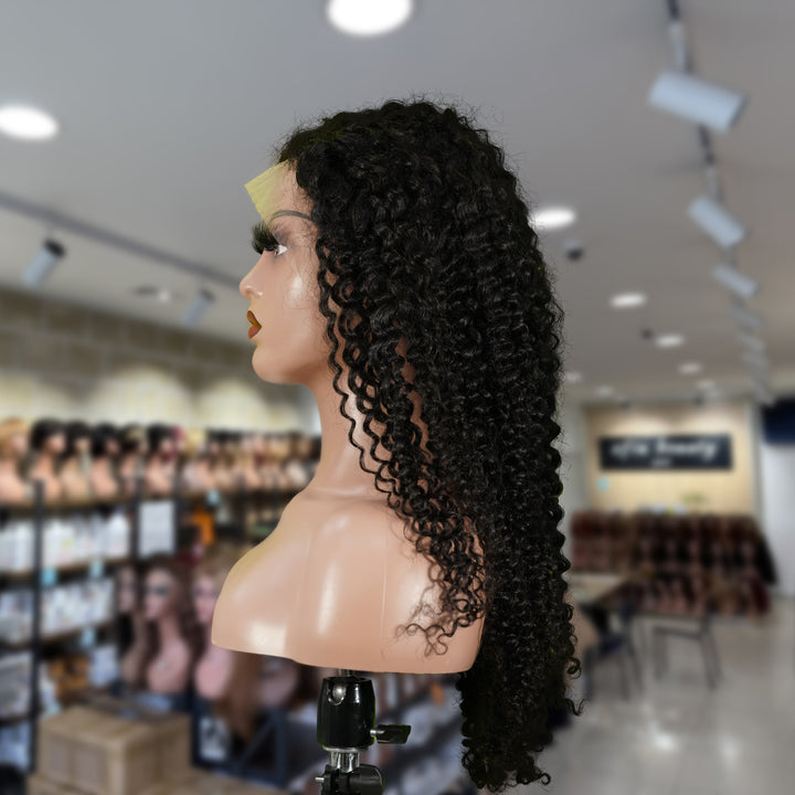 Christy V 13x4 Jerry Curly Lace Front Wig Natural Black Remy Hair