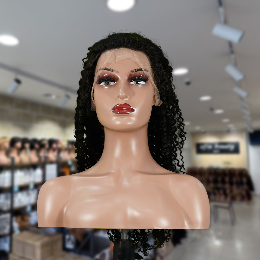 Christy V 13x4 Kinky Curly Lace Front Wig Natural Black Remy Hair