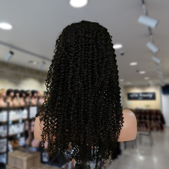 Christy V 13x4 Kinky Curly Lace Front Wig Natural Black Remy Hair