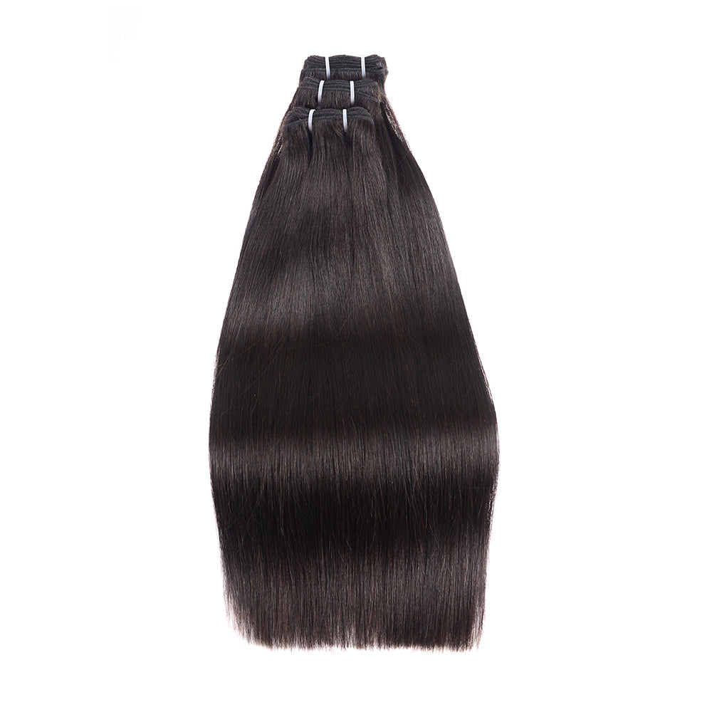 Christy V Natural Black Asian Double Drawn Straight Hair Bundles