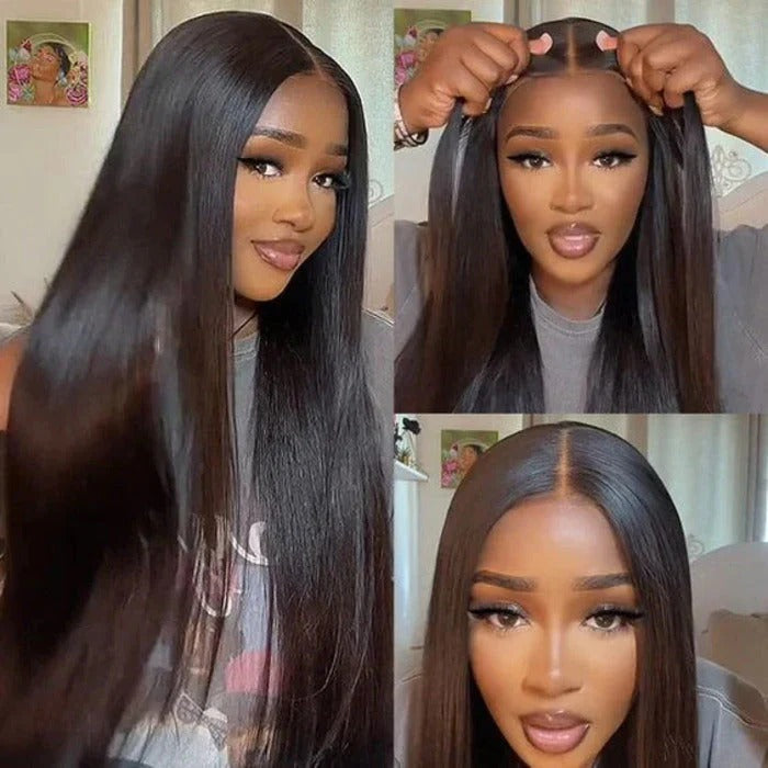 Christy V Glueless Remy Hair 5x5 Lace Closure Straight Human Hair Wig