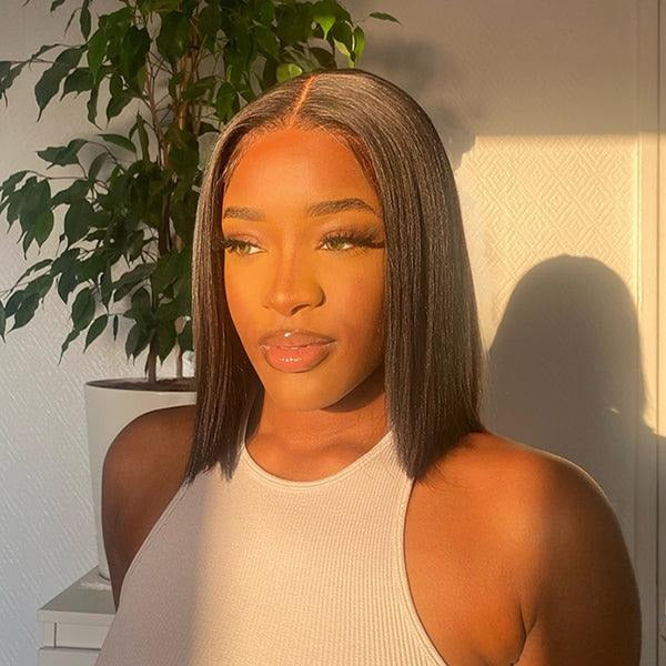 Glueless 5x5 Closure HD Lace Silky Straight Asian Raw Hair Short Bob Human Hair Wig