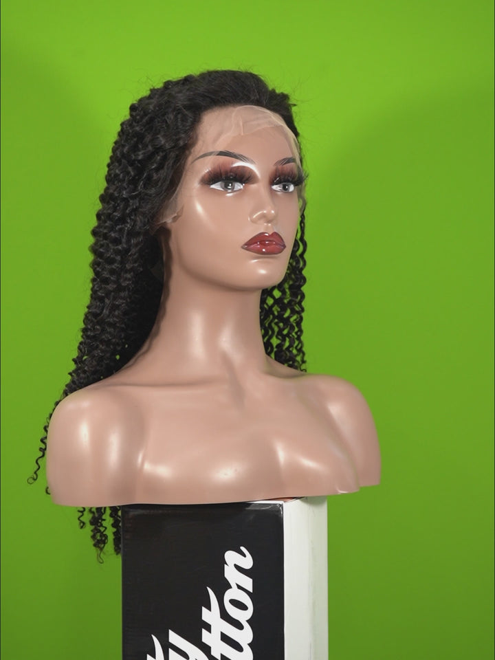 Christy V 13x4 Kinky Curly Lace Front Wig Natural Black Remy Hair