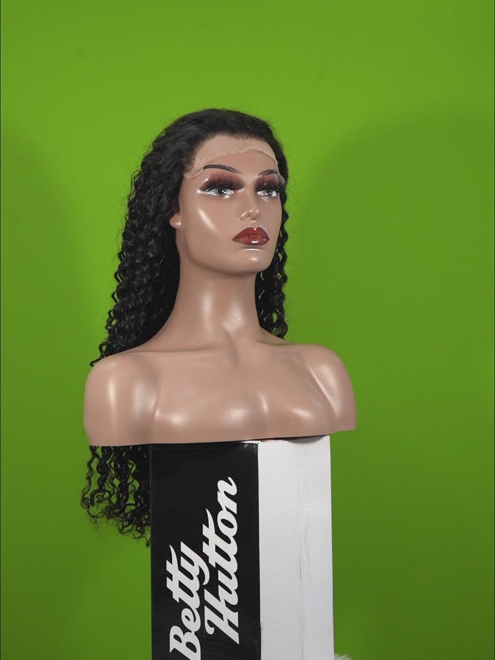 Christy V Natural Black Remy Hair 6x7 Lace Closure Deep Wave Human Hair Wig