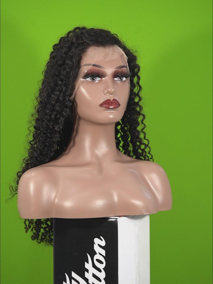 Christy V 13x4 Jerry Curly Lace Front Wig Natural Black Remy Hair
