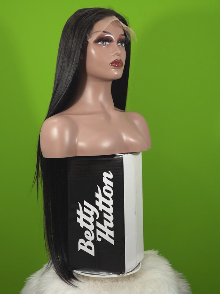 Christy V Natural Black Remy Hair 6x7 Lace Closure Straight Human Hair Wig